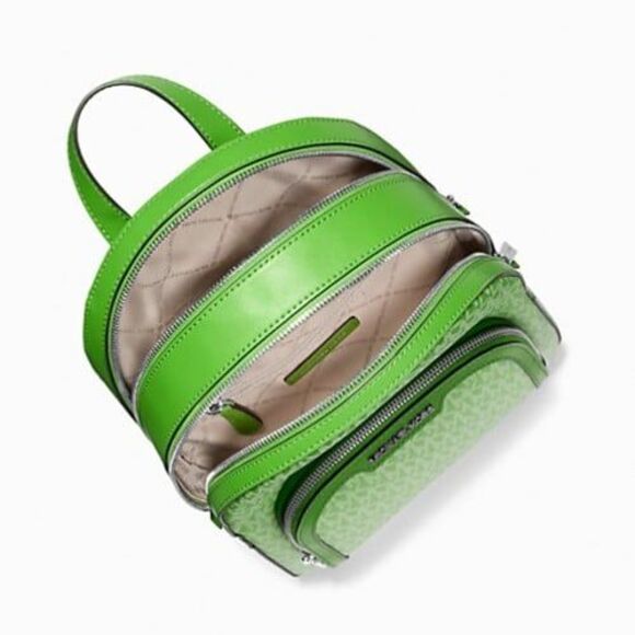 New Michael Kors Jaycee Medium Ombré Signature Logo Backpack Jungle Green - Picture 3 of 5